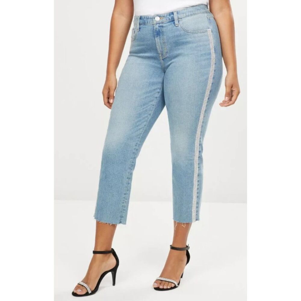 LANE BRYANT Plus Sz 26 High Rise Flex Magic Waistband RHINSTONES Ankle Jeans NWT